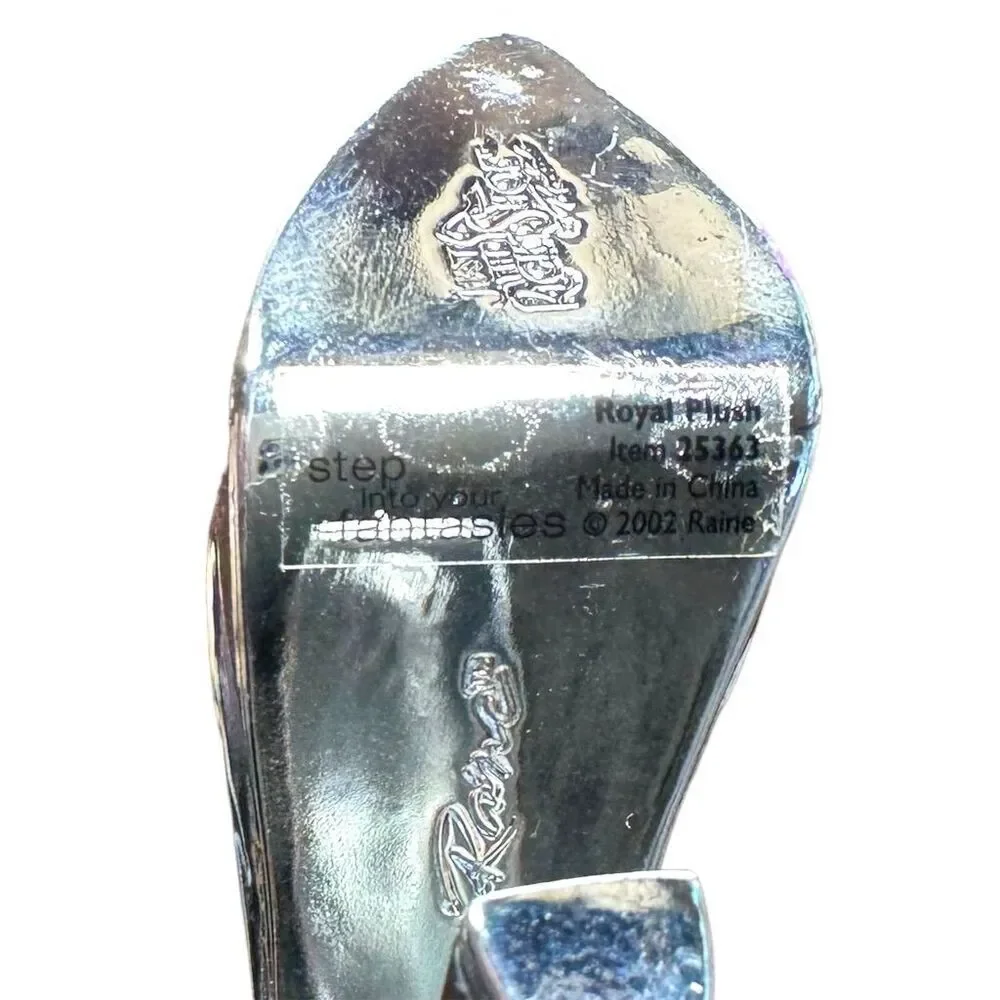 Just The Right Shoe Raine Royal Plush Silver Heels Collectible Miniature Vintage - Picture 5 of 8